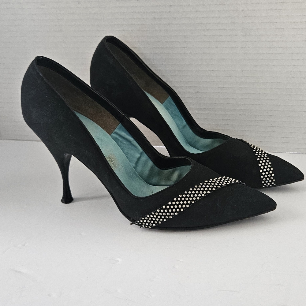 Vintage Herbert Levine 1960's rhinestone accent heels size‎ 7.5